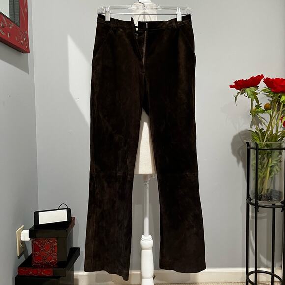 NEW Rem Garson VNTG Suede Chocolate Mini Bootcut Mid Rise Trousers Pants 4 NWOT